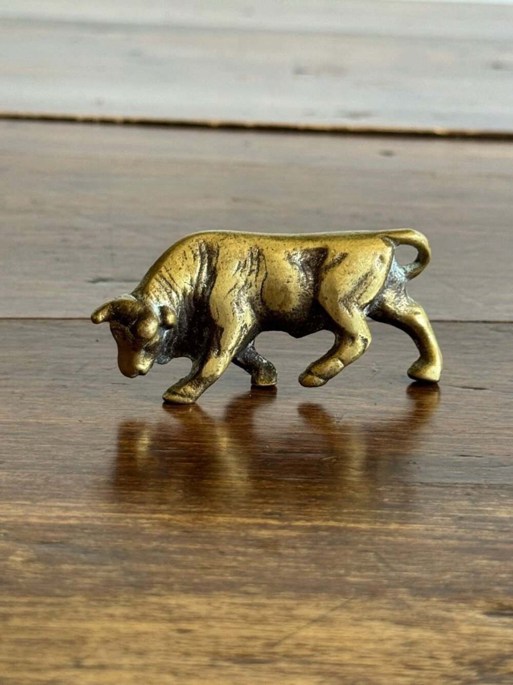 Small Vintage Brass Bull Figurine